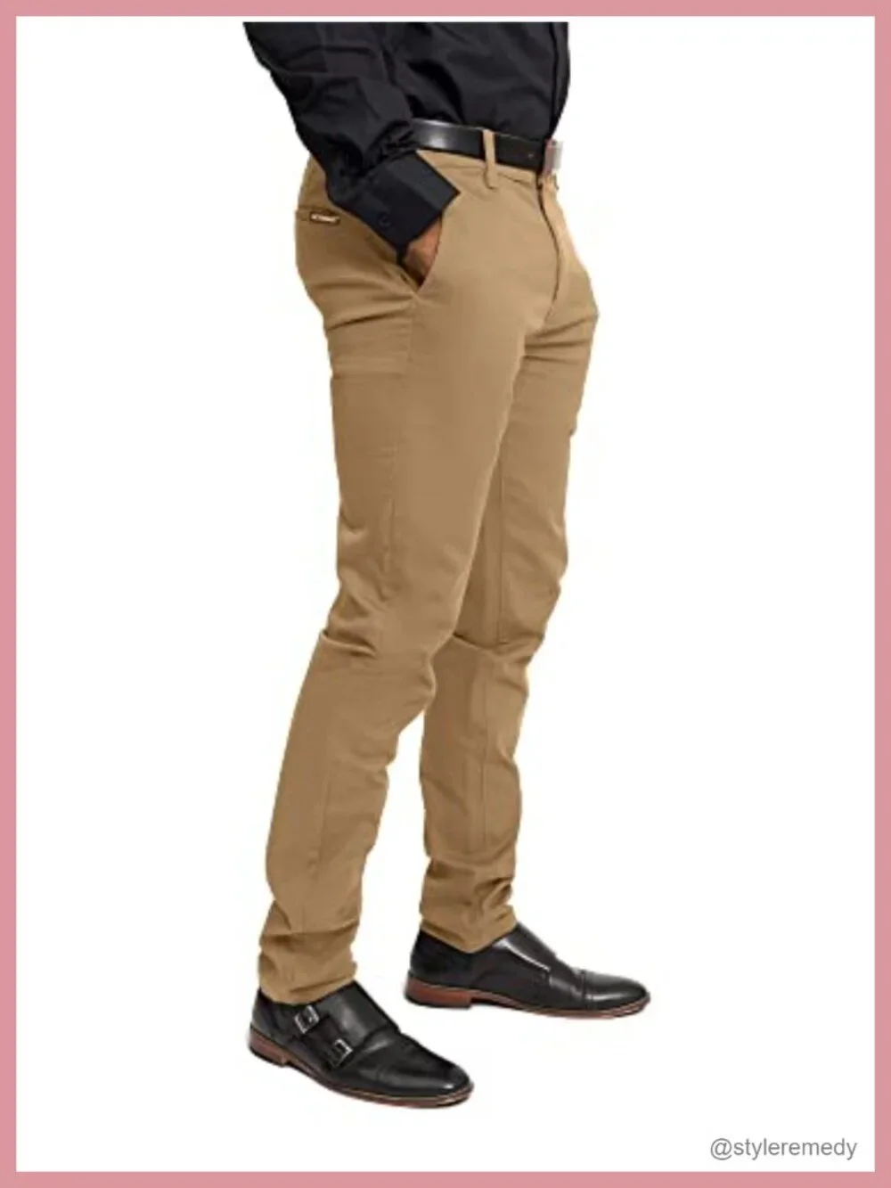 Men's Slim Fit Stretch Chino Pants Casual Tapered Leg Four Pocket